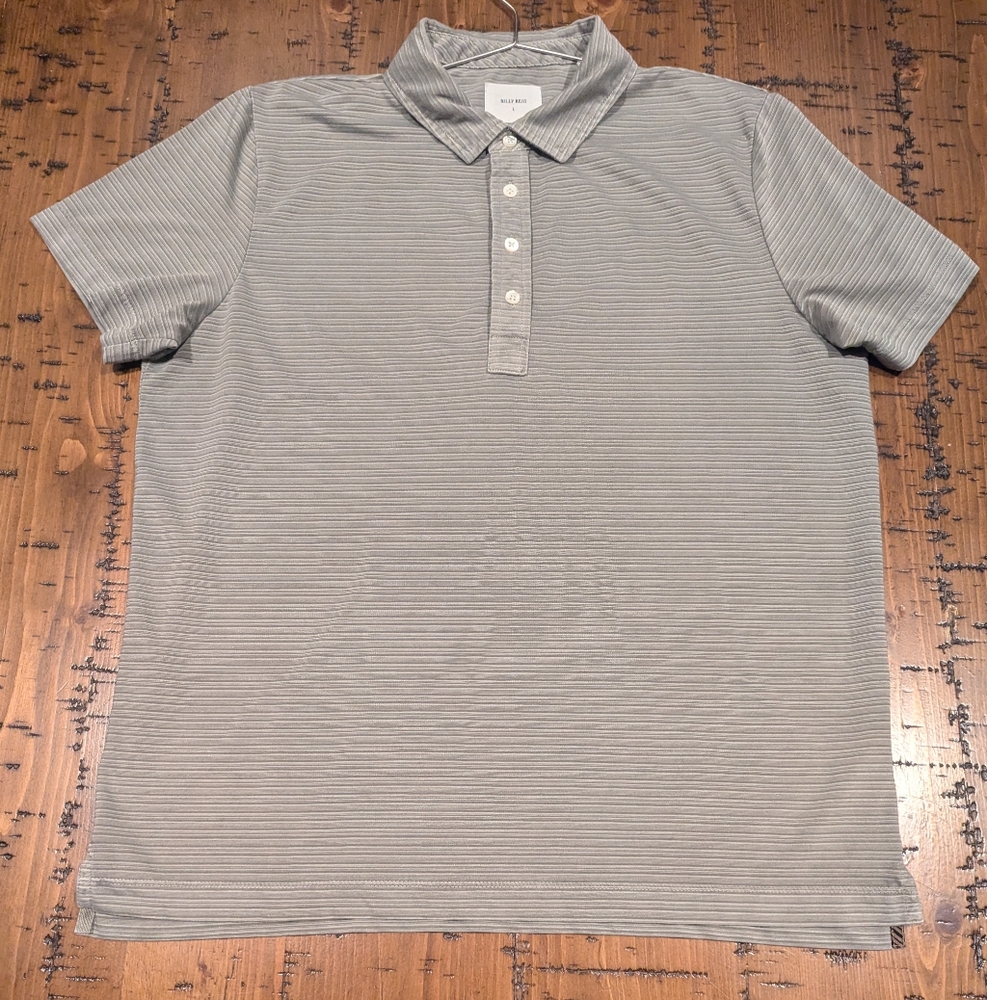 Billy Reid L gray striped polo